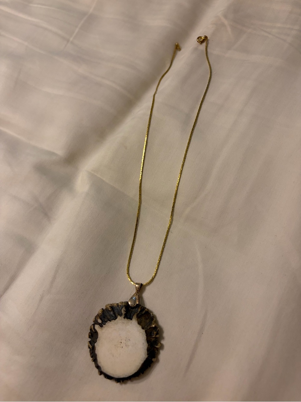 Gold-Tone Necklace with genuine antler slice - gift from my aunt - handmade